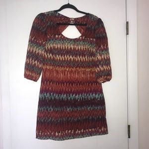 3/4 Sleeve Patterned Dress